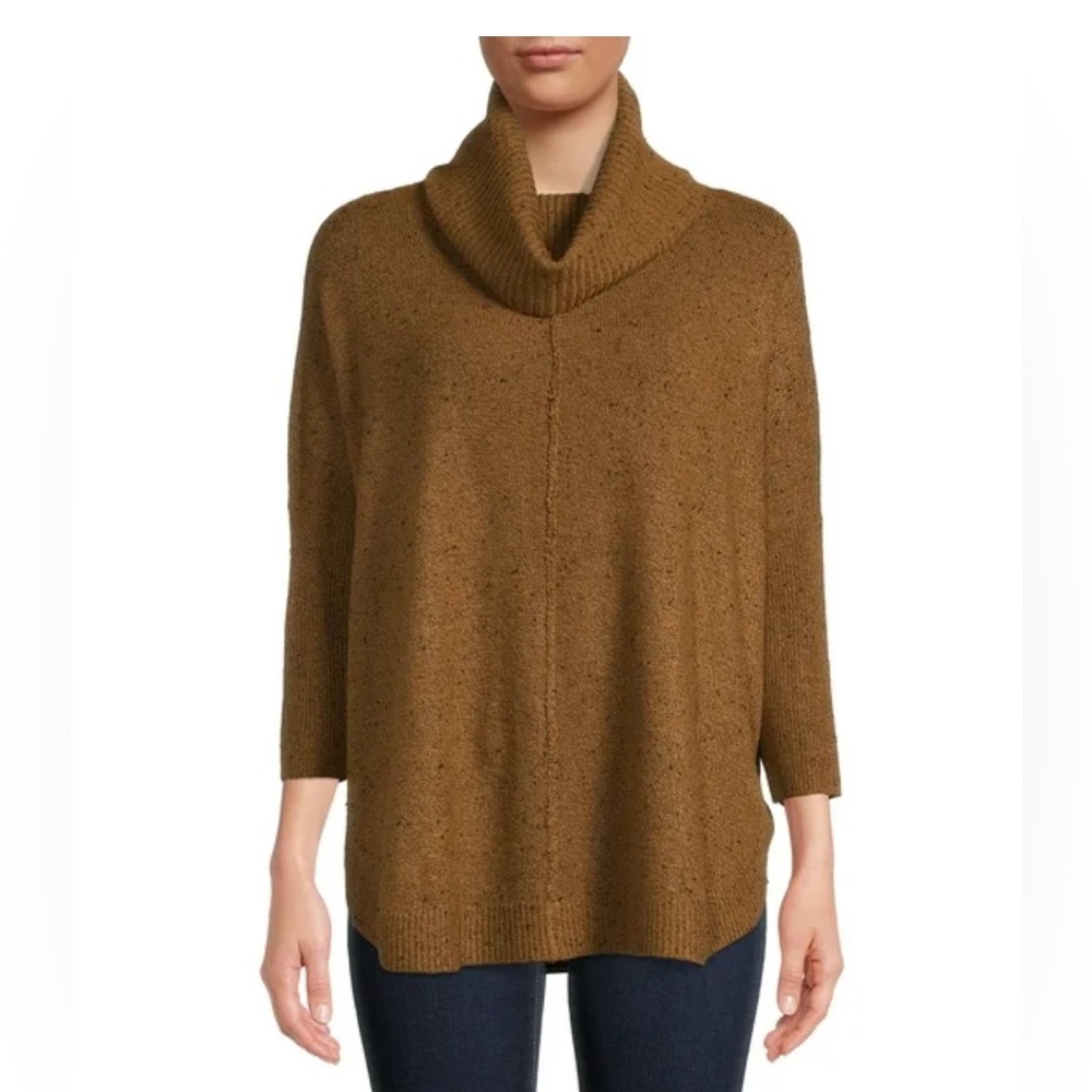 Time And Tru Women’s M (8-10) 3/4 Sleeve‎ Brown Cowl Neck Sweater | SKU 0226 - Picture 3 of 8